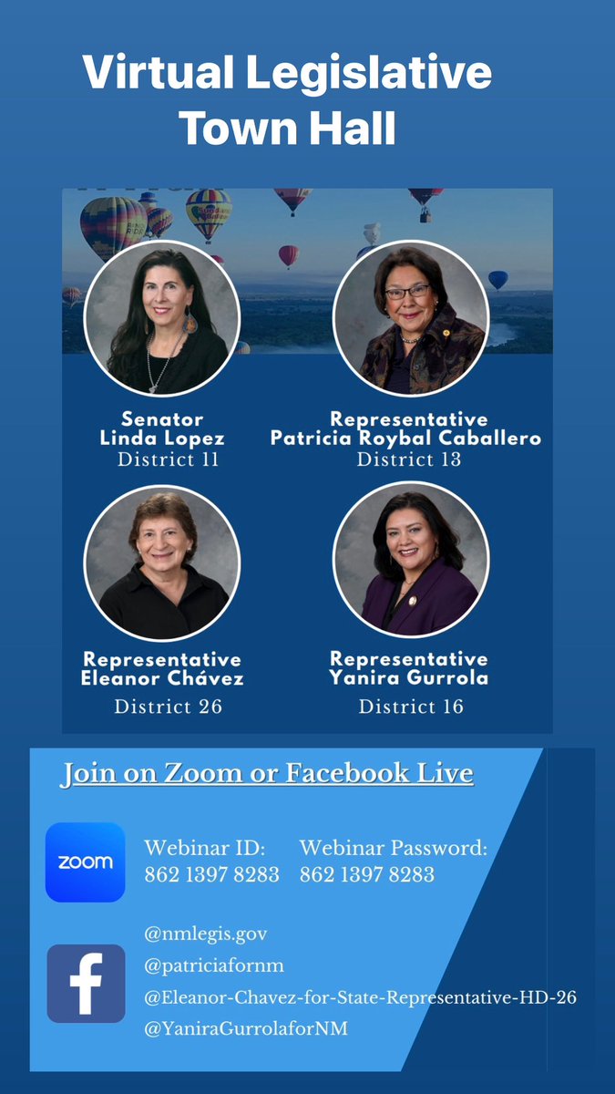 yanira4NM's tweet photo. Please join us Saturday at 1:00 PM
https://t.co/2tmP4ltS6A
Passcode: 120026
#nmleg #NMhd16 #westsidealbuquerque https://t.co/6BI7fBxfaU