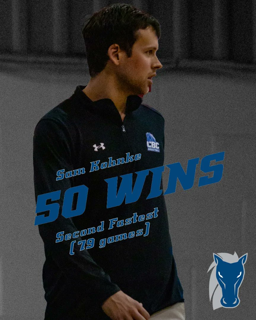 #MustangsWin! CBC moves to 5-0 in AMC with shorthanded win against UHSP! The win was Coach Kohnke's 50th, making him the second fastest to teach that Mark in the program's four-year history, which dates back to 2001-02 #leadthestampede #wearecbc