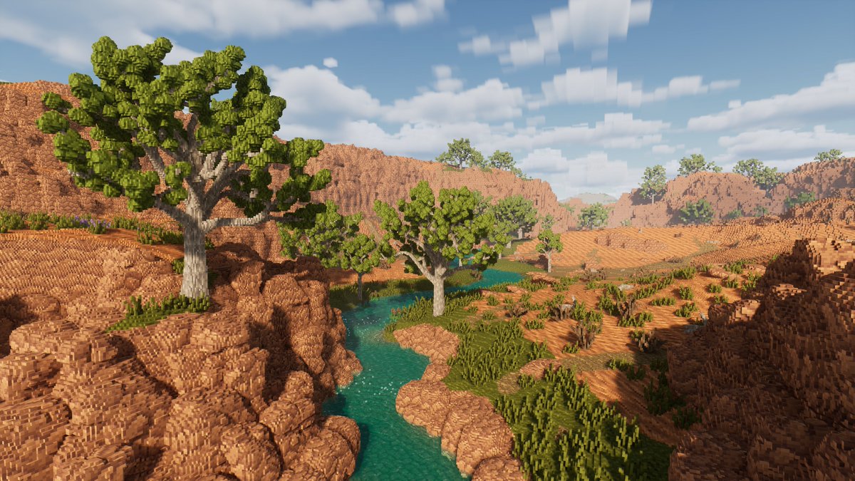 Tooley1998's tweet image. Say hello to Lay of the Land&apos;s new biome. The Outback Canyons. Here rivers have carved deep ravines into the surrounding plateaus which are home to all kinds of weird &amp;amp; wonderful creatures. Still very WIP. #gamedev #indiedev #voxelgame #voxelart #voxel #procedural #UnrealEngine