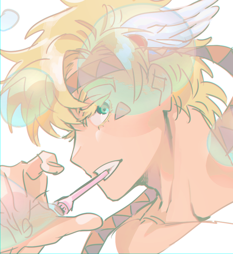 caesar anthonio zeppeli male focus 1boy solo blonde hair bubble blowing facial mark hair ornament  illustration images