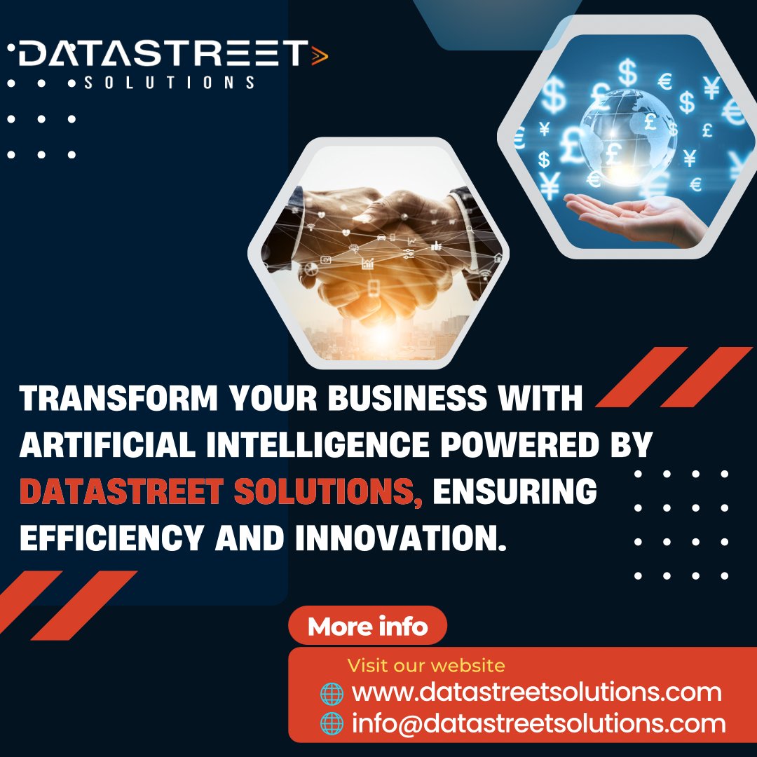 DataStreet_Sol's tweet photo. Elevate Your Business with Datastreet Solutions AI-Powered Transformation!
#ai #aiinnovations #itservicesprovider #itservices #datatransformation #businessrevolution #itservicedelivery #digitalinnovations #MachineLearning #DataAnalytics #consultingservices #dataengineering https://t.co/PouUCFGRLC