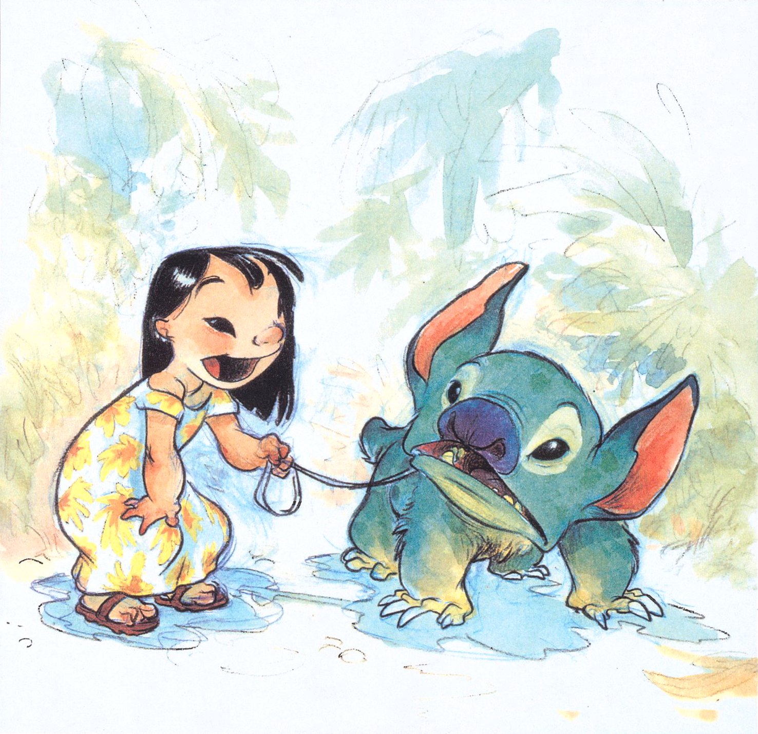Miguel on X: Concept art for Lilo & Stitch (2002) by co-director Chris  Sanders. Proving that not EVERY Disney film has to look completely  different from what was drawn at the conceptual