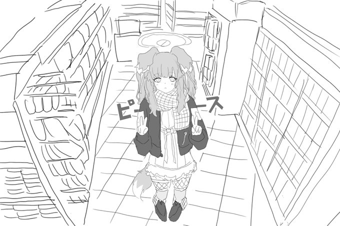 コンビニの防犯カメラに向かってピース塚