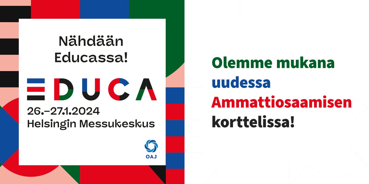 Salpaus on mukana Educa 2024 -messuilla 26. - 27.1., osasto 6g105. Mukana jalometallialan ja tarpeistonvalmistuksen opiskelijat, opinto-ohjaajat ja hevosalan opettaja. Osaava-lavalla juontajana matkailualan opiskelija. 
👉bit.ly/47FnJvg

#messut  #Educa #SalpausOleHyvä