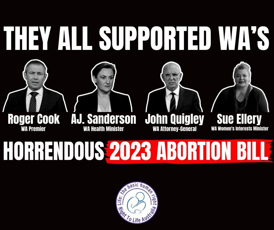 🚫WA's Labor Government is aggressively anti-life, holding a slavish devotion to legal, late-term infanticide with nearly no restrictions.🚫 

Support at righttolife.com.au today! #ProLife #WAPolitics