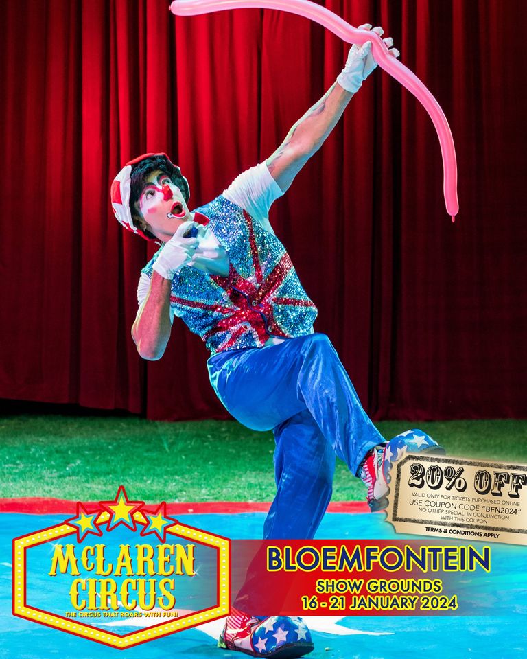 DenzilMclaren's tweet photo. Save by booking online for @mclarenscircus
Super Show in #Bloemfontein till Sunday ๐ช๐๐คก๐ฅณ๐๐โค๏ธ
#Bloem #Mangaung #FreeState Coming next to #AliwalNorth #Stutterheim & #EastLondonSA #EasternCape
WhatsApp: 082 747 5 726
Buy Tickets online: https://t.co/wsY55Vvbk8 #MyBankDoesThat https://t.co/2xEpq5RfG3