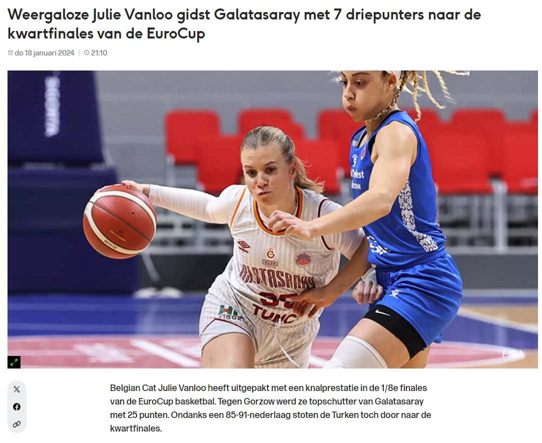 yellowredwall's tweet photo. 🏀🇧🇪Julie #Vanloo, #Galatasaray'ı 7 üçlük ve 12 asistle #EuroCup'da çeyrek finale taşıdı. https://t.co/3Q44Xs5SyL