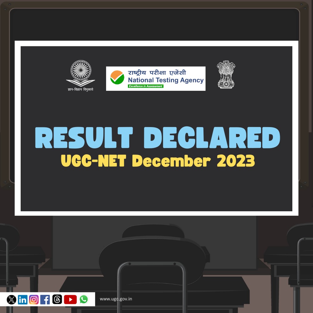 ugc_india's tweet photo. UGC-NET December 2023 results out 

Check here: https://t.co/Oct6VWHnQS
For Score Card: https://t.co/gEwZt9vzsa
#UGC #UGCNET #Results