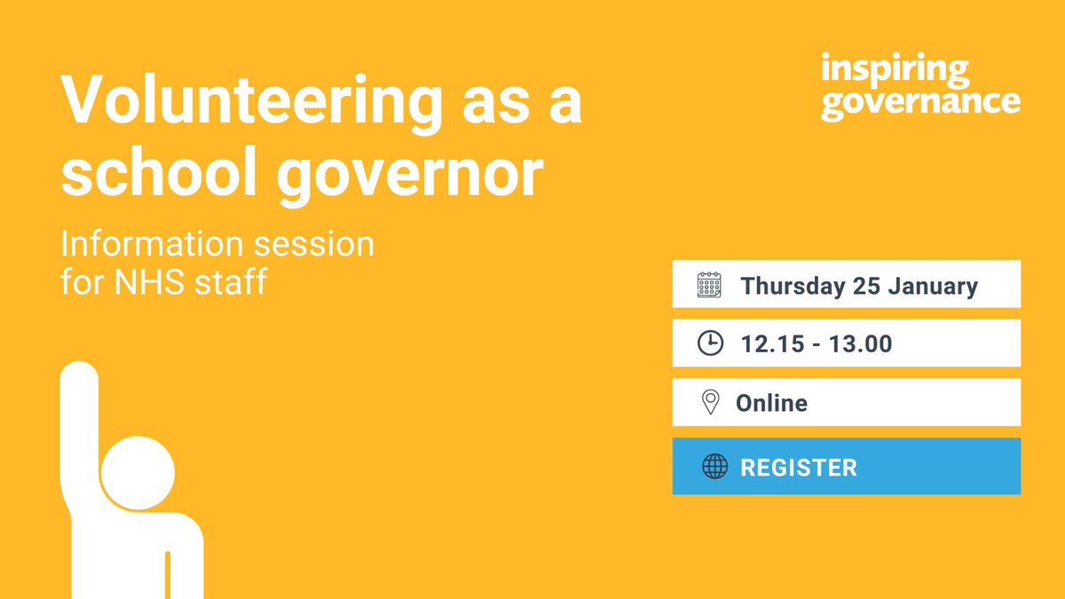 Do you work for the NHS? Are you looking for a volunteering opportunity this year? Join us for an info session on Thu 25/01 12.15-1 to find out about volunteering as a school governor & hear from a brilliant panel of NHS staff in the role. Sign up ⬇ us06web.zoom.us/webinar/regist…