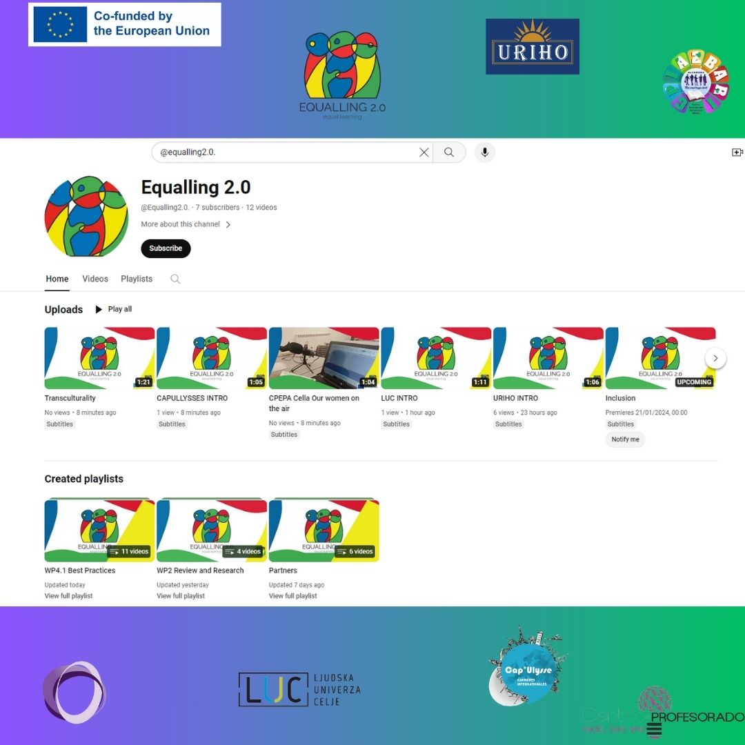 Equalling20's tweet photo. This is our youtube channel. We encourage you to subscribe.
https://t.co/ztgvzs0YDS.
@angelsanzbriz @sepiegob #erasmuspluses #erasmusespaña #adulteducation #equalling2 https://t.co/L87u4I6RBy