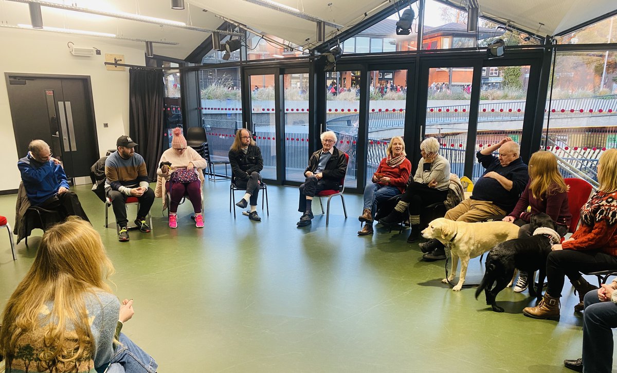 Yesterday we were excited to launch a new series of #drama workshops for #visuallyimpaired adults of all ages. Theatre skills, creative writing, devising & laughs every Thursday afternoon 13:00 - 16:00 @NewWolsey's NW2 space #Ipswich. New members & #guidedogs warmly welcomed.