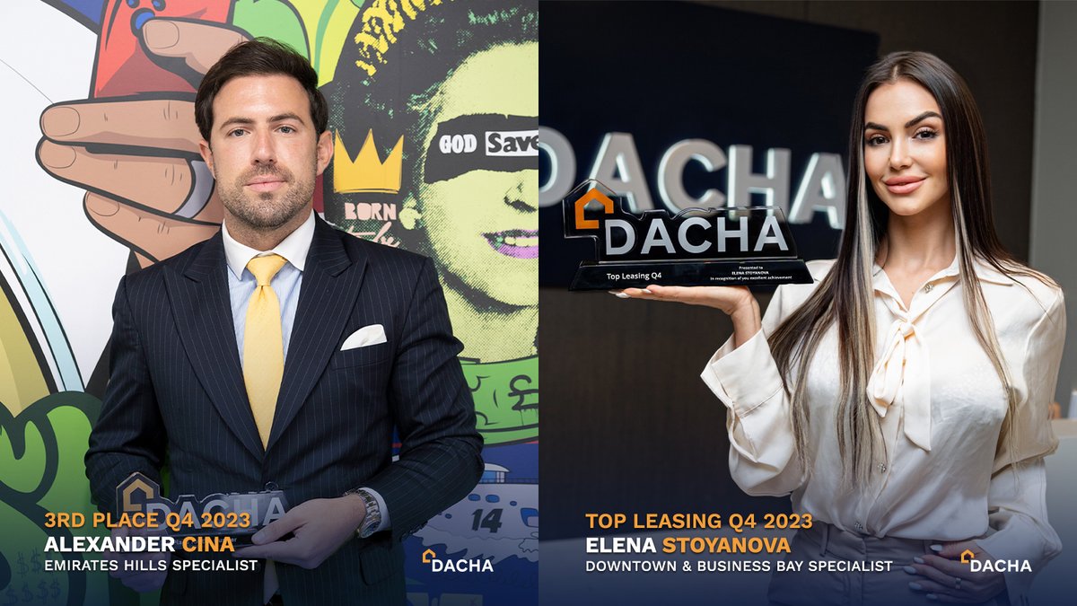 Congratulations to the Champions of 2023 Q4!🏆

Eager to become a part of our dynamic team? Don't hesitate to get in touch at careers@dacha.ae.

#DachaRealEstate #dubairealestate #dubairealestatebrokers #estateagents #dubaiestateagents #RealtorsOfInstagram #MyDubai #DubaiLife