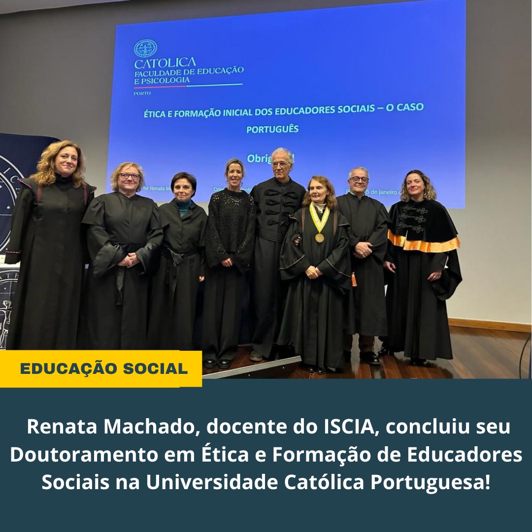 iscia_pt's tweet photo. 🎓✨ Renata Machado, docente do ISCIA, concluiu seu #Doutoramento em Ética e Formação de #Educadores Sociais na #Universidade Católica Portuguesa! Este feito não só fortalece o corpo docente da instituição, mas também contribui para o avanço do conhecimento nesta área crucial. https://t.co/wqgcBdzoDS