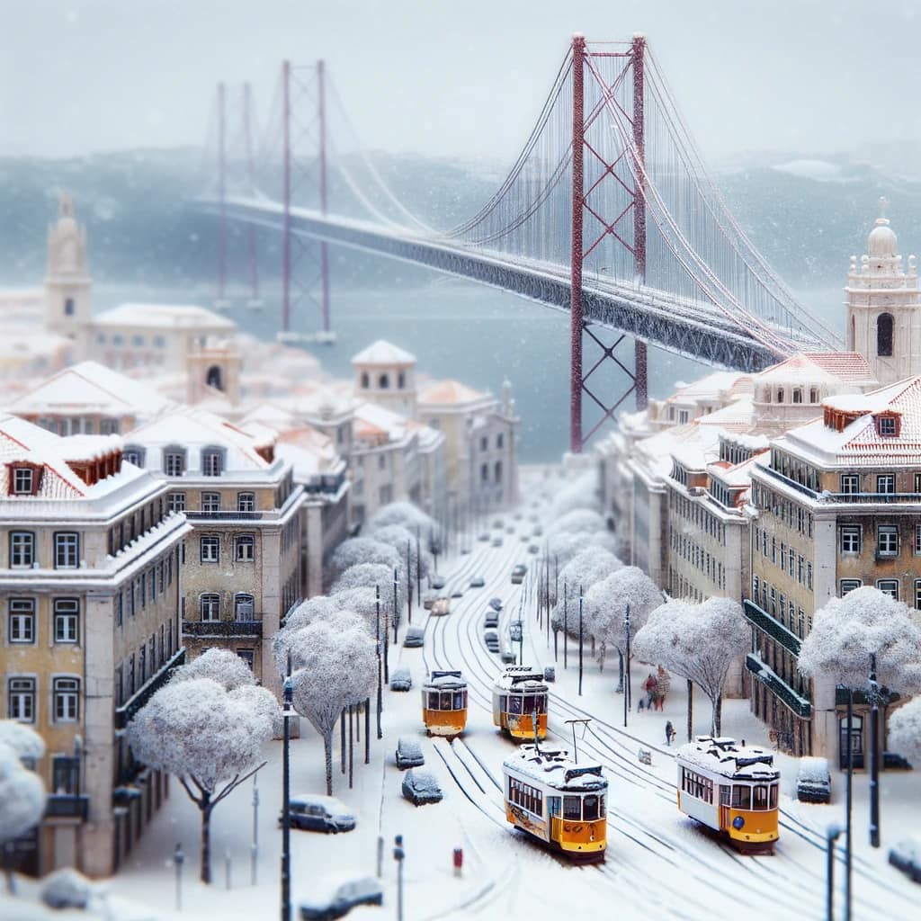 Lisbon under the snow... - Digital Art by Beune