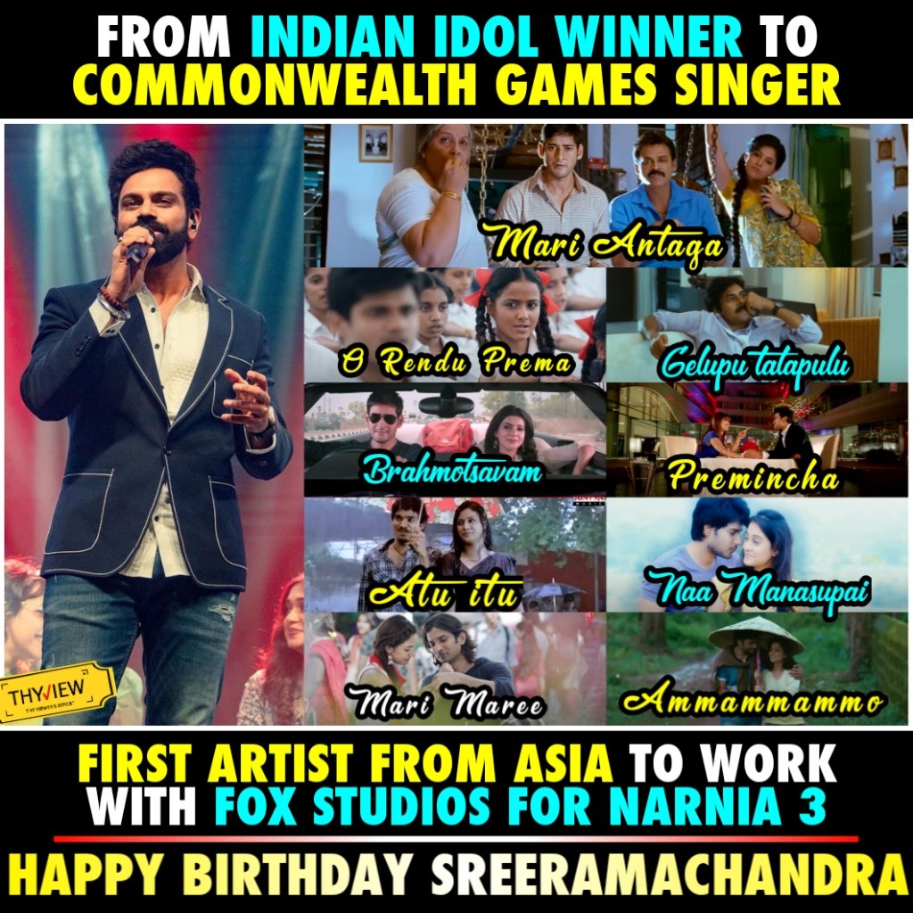 Thyview's tweet photo. 𝓗𝓪𝓹𝓹𝔂 𝓑𝓲𝓻𝓽𝓱𝓭𝓪𝔂 @Sreeram_Singer 🎙️
What's your Fav song of him 🎶🎧
#Sreeramachandra #TeluguSinger
#SingerSriramachandra #Tollywood https://t.co/bfhxTqHK3c