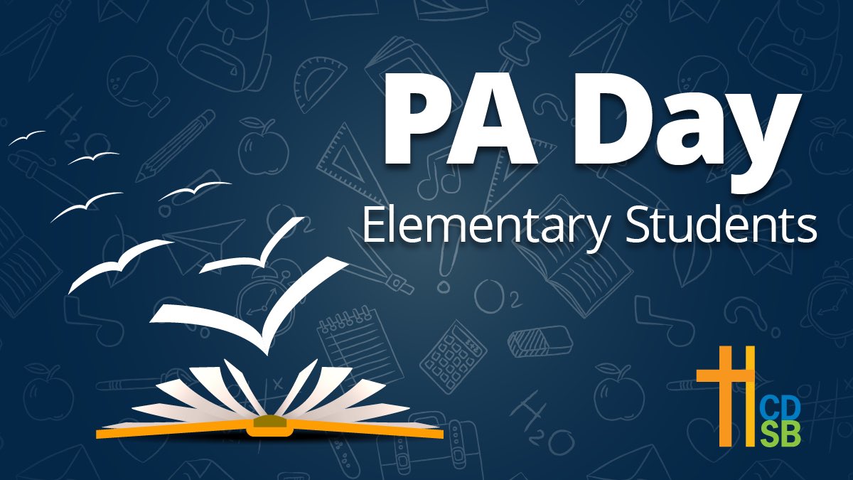 Reminder ~ Monday, January 22nd is a PA Day for all elementary students. This means no school for elementary students on Monday!