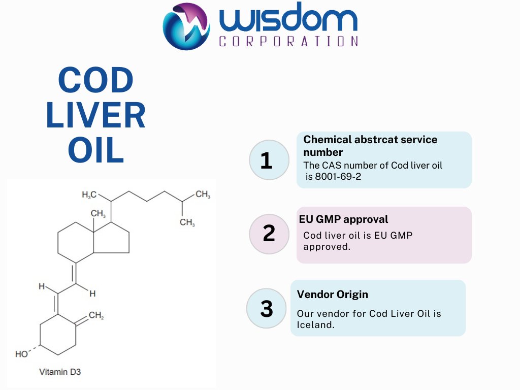 wisdom_corp's tweet image. Wisdom Corporation offers 'COD LIVER OIL' at a highly competitive import price.

Kindly let us know your requirements!

#codliveroil #pharmaceutical #wisdomcorporation