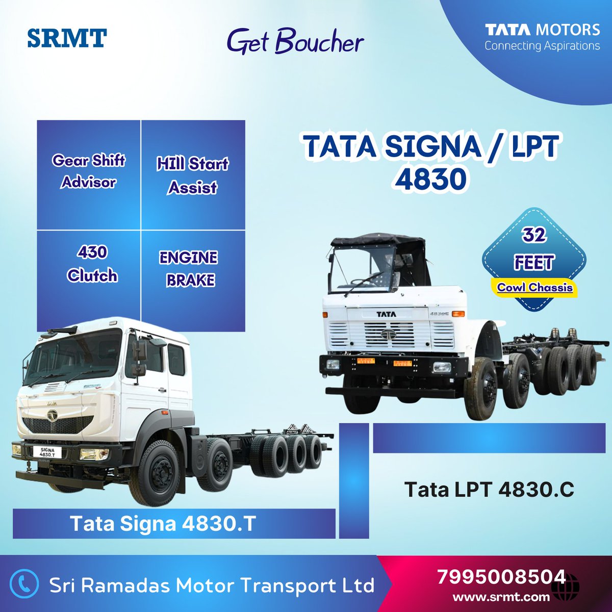 Unleashing the power of transportation with the Tata Signa / LPT 4830!

#TataSigna #LPT4830 #HeavyDutyHauling
📷 Get the brochure to explore more: [Insert link in the comments] #TataTrucks #TransportationExcellence
7995008504
srmt.com