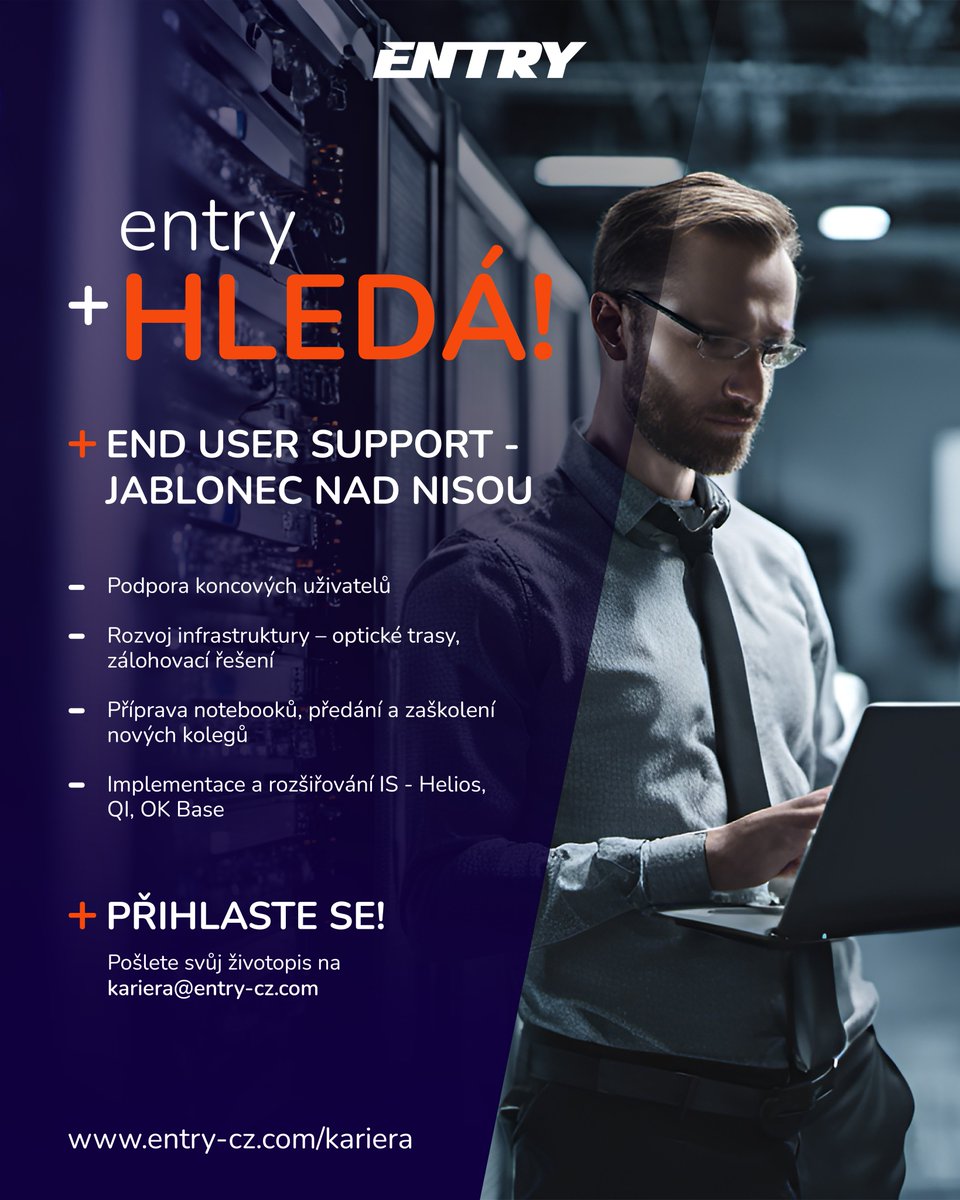 EntryTechNews's tweet photo. Do naší jablonecké pobočky hledáme posilu do IT oddělení! 👨‍💻

👉 https://t.co/Y4g2gapHkk

Máš zájem o tuto pozici? Pošli nám svoje CV! 📩

#EntryEngineering #EntryHledá #KariéraVEntry #EndUserSupport #IT #ITSupport #Software #Development #Hiring #Job #Engineering #Kariéra #Práce https://t.co/7qMs9prcax