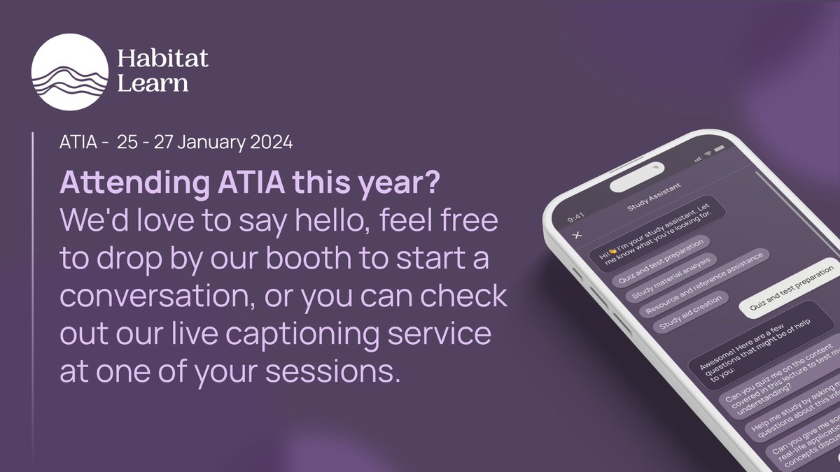 Want to learn more about notes, captions and the role of AI in education? Visit us at booth 225, at #atia2024. 

#ATIA #edtech #aiineducation #assistivetechnology