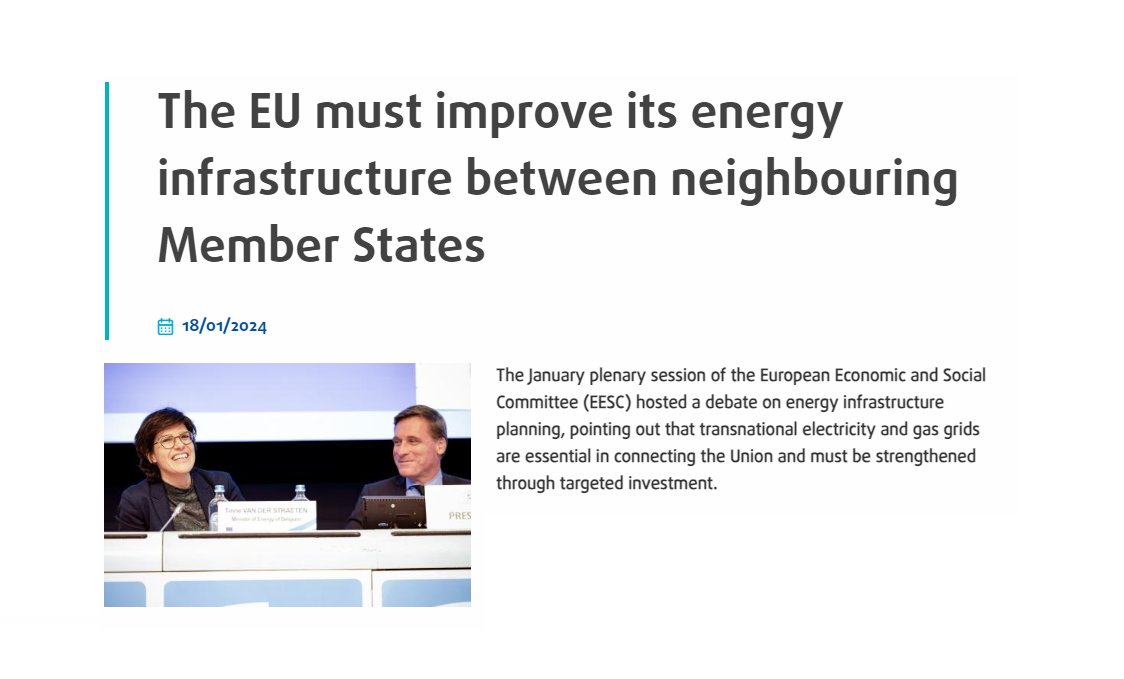 📡 To achieve green transition and strategic autonomy, we need to upgrade our energy system 🇪🇺 <a href="/EESC_President/">Oliver Röpke</a> <a href="/EESC_TEN/">EESC Energy, Transport & Digital  🇪🇺</a> <a href="/ThomasKattnig/">Thomas Kattnig</a> 

🎤 Interconnection and trans-European infrastructure gives flexibility #RenewableEnergy <a href="/TinneVdS/">Tinne Van der Straeten</a> 

📰 Read the story: bit.ly/3Hp1Wx9