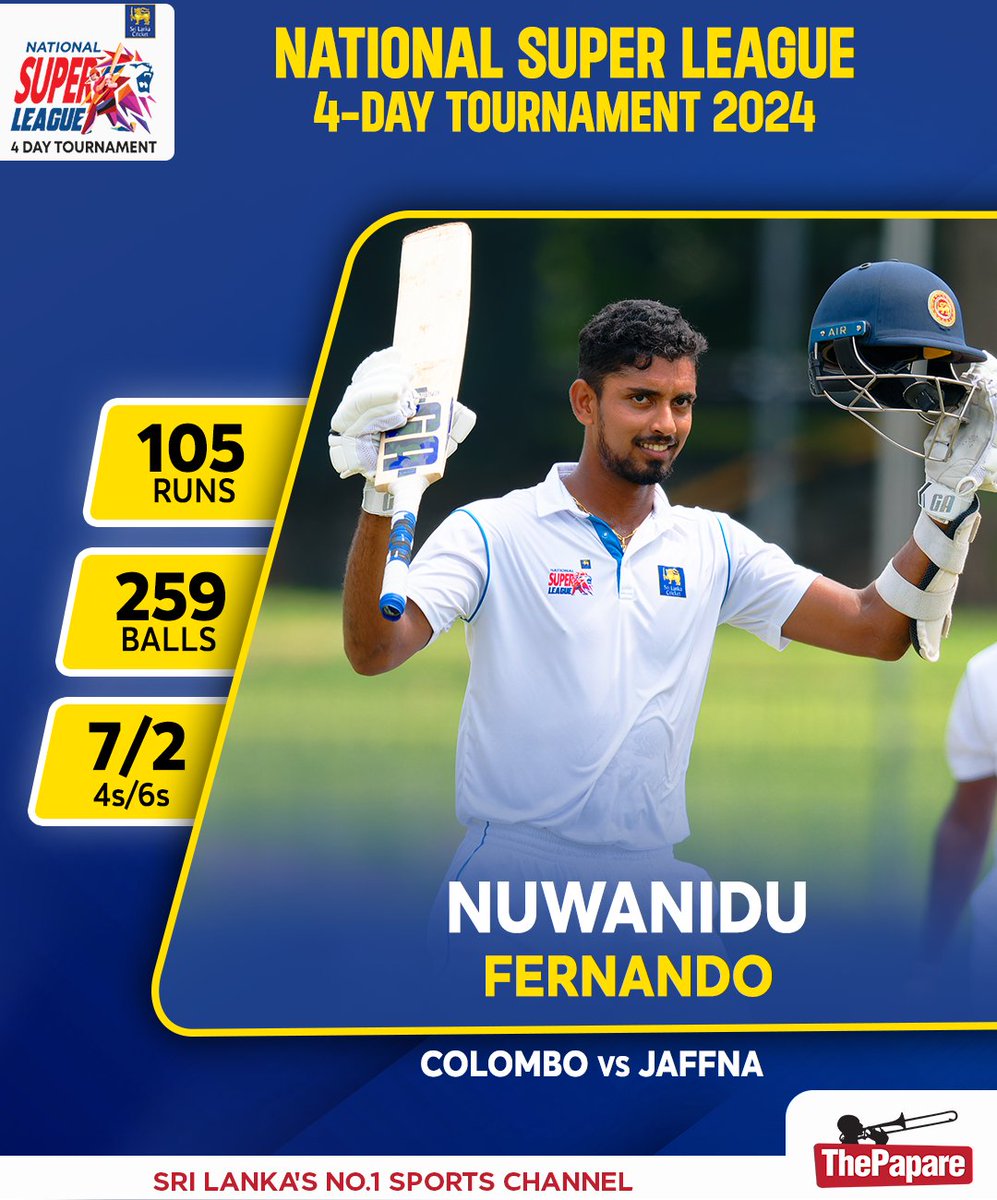 Nuwanidu Fernando struck a superb century for Team Colombo.

#NSL2024 

More 👉 bit.ly/TPCricket