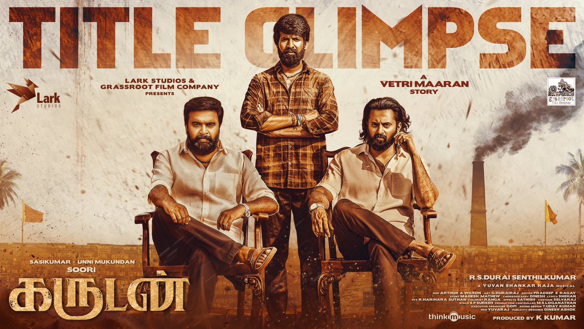 Get ready for a soaring adventure! 🦅💥 The pulse-pounding 'Glimpse of Garudan' is here! ▶️🔗: youtu.be/eGGZejcN79I #Garudan, starring @sooriofficial and directed by @Dir_dsk hitting theaters soon!🔥 An @thisisysr musical A #VetriMaaran story