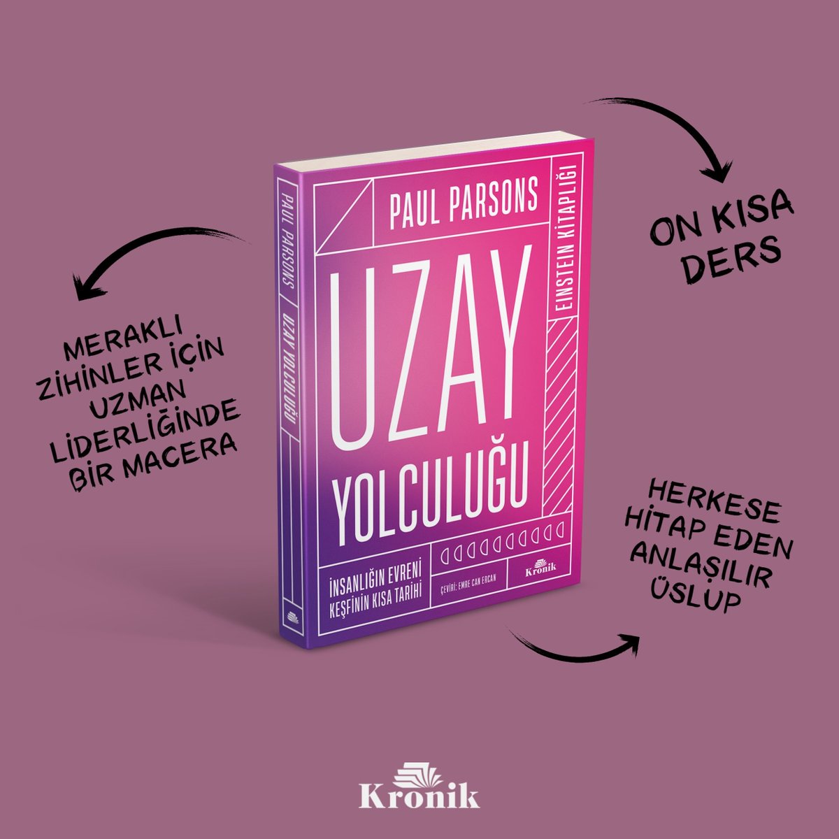 Uzay biliminin 19. yüzyılda doğuşundan Doğu’yla Batı arasındaki Uzay Yarışı’na, Ay yolculuklarının ihtişamı ve gösterişinden Uzay Mekiği programı ve Uluslararası Uzay İstasyonu’na uzanan on kısa ders: Uzay Yolculuğu... kronikkitap.com/kitap/uzay-yol…