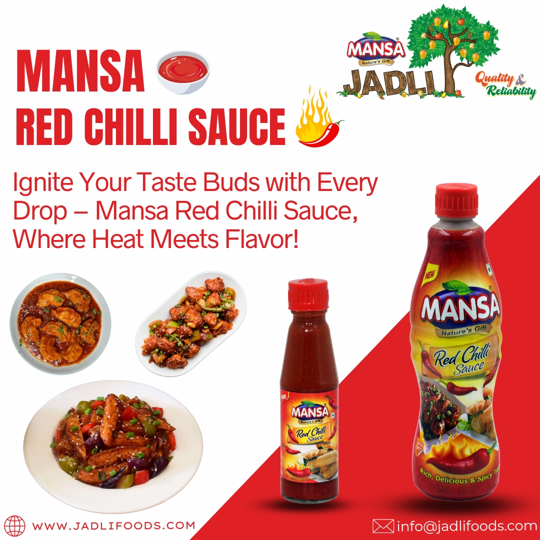 FoodsJadli's tweet image. Spice up your dishes with our Mansa Red Chilli Sauce! Bursting with bold flavor and a perfect balance of heat, it's the ideal companion to elevate your favorite meals. For any inquiries, please contact us at info@jadlifoods.net.#redchillisauce #spiceupyourlife #FlavourExplosion