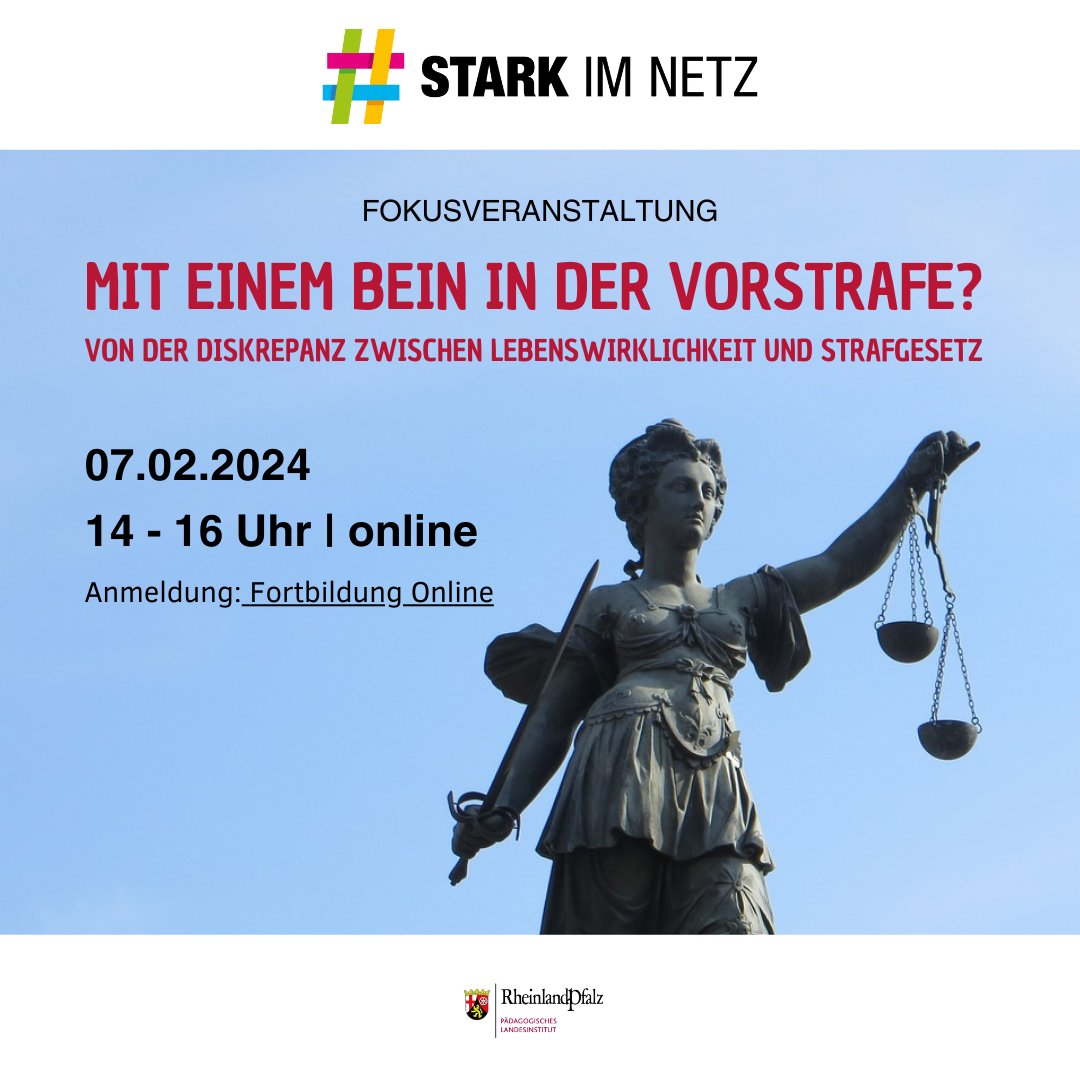 digiKompRLP's tweet photo. #saferinternetday #stimtz #starkimNetz
Die Online-Veranstaltung "Mit einem Bein in der Vorstrafe? Von der Diskrepanz zwischen Lebenswirklichkeit und Strafgesetz" mit Medienjuristin Eleni Kalaitzi wird am 7.2. erneut stattfinden.
https://t.co/4oARrYo93I
https://t.co/aLF8QnBDKs https://t.co/JG4Y0AVLHE