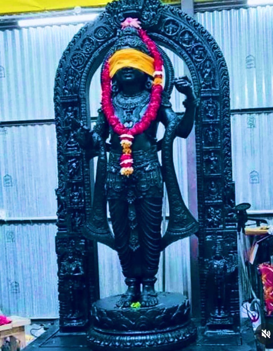 AskAnshul's tweet photo. First glimpse of Ram Lalla's idol that will be installed inside the garbha griha of Ram Mandir in Ayodhya.

The old idol of Ram Lalla will be placed along with the new idol of Ram Lalla in Ram Mandir's sanctum sanctorum on 22nd January.

Jai Shri Ram. https://t.co/feZaP9QTe9