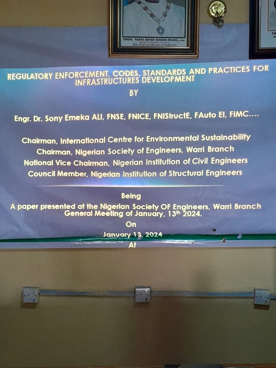 NseWarri's tweet photo. January Meeting climaxed with  technical Paper titled Regulatory Enforcement codes &amp; standard/ practices for infrastructural Development presented by Engr.Dr. Sony Ali FNSE, FNICE, FNIStructE, FAutoEI, FNISafetyE branch chairman.
#infrastructure #nsewarri #Engineering #developer https://t.co/91g6G0ya28