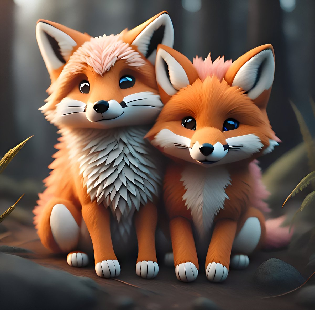 Duuaa_here's tweet photo. "๐ฆ๐จ Captivating fox carving art that will melt your heart! Check out these adorable fluffy foxes in this incredibly detailed masterpiece. ๐๏ธ๐ฆ๐ #AIart #FoxArt #ArtificialInteligence #CuteCouple #ArtGallery #CodeCanvas619" https://t.co/S52OHHcWT3