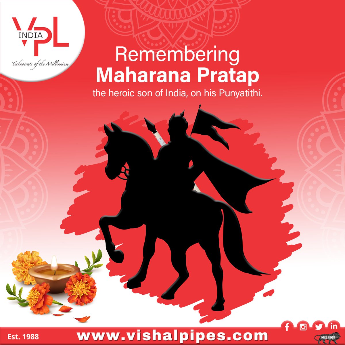 Honouring the memory of Maharana Pratap on his Punyatithi, a legendary king of Mewar renowned for his unwavering bravery.

#MaharanaPratap #MewarLegacy #BraveryRemembered #KingOfMewar #HeroicSacrifice #HistoryMakers #InMemory #LegacyOfCourage #RajputPride #IndomitableSpirit