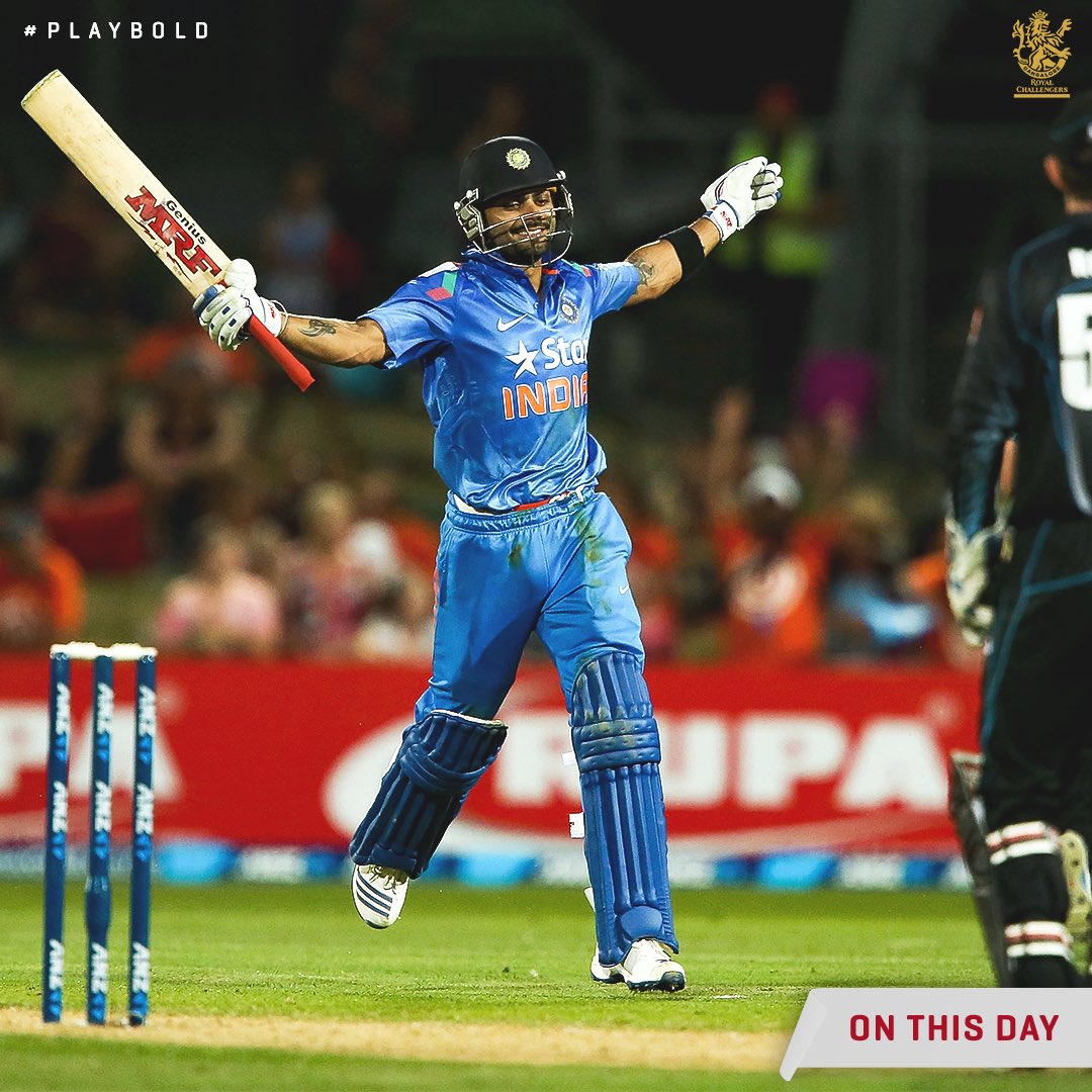 ODI 💯 No. 1⃣8⃣ for 👕 No. 1️⃣8️⃣ 

#OnThisDay in 2014, Virat slammed his first international ton in New Zealand 👑

#PlayBold #NZvIND #TeamIndia #ViratKohli