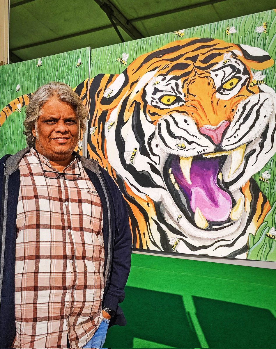 At #forestsoflife #bhopal could not resist taking a pic with the iconic -- Shere Khan @azimpremjiuniv