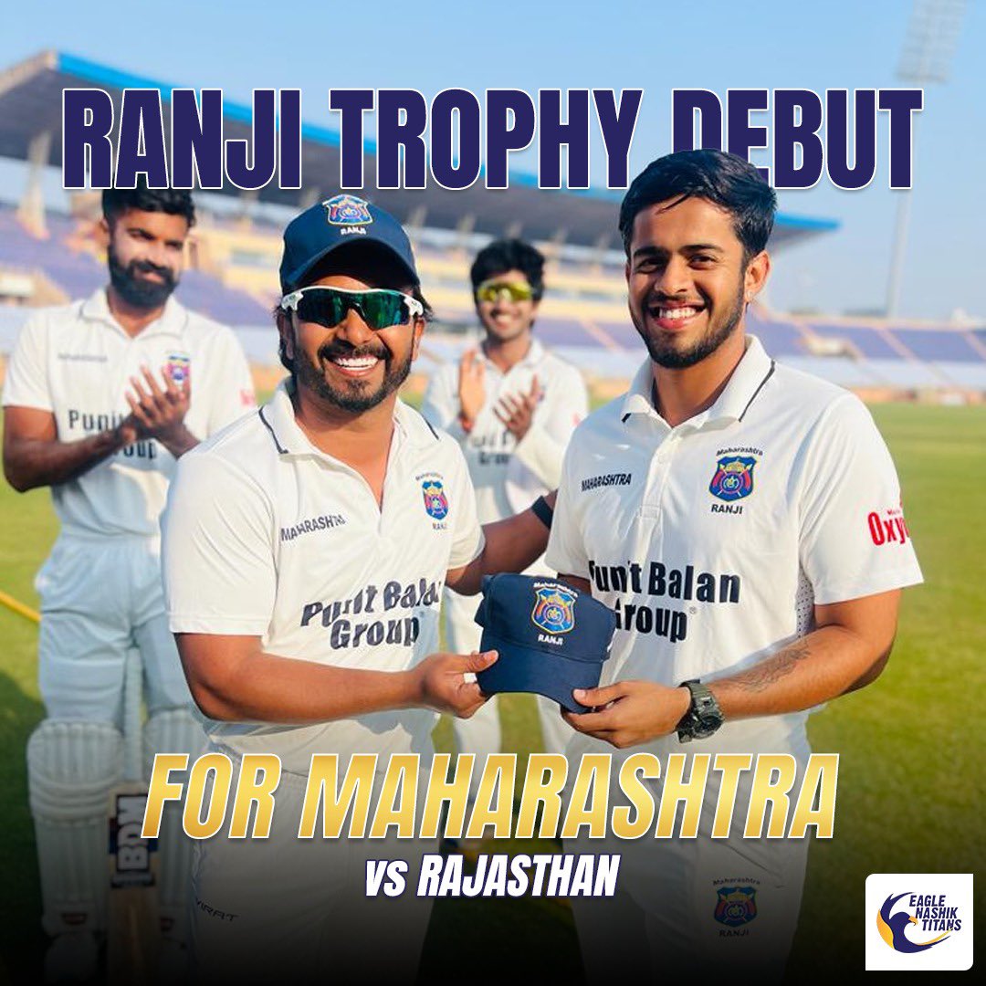 Congratulations Prashant Solanki on your First Class Debut for Team Maharashtra.

Wish you all the best 🤜🏻🤛🏻
.
.
.
#eaglenashiktitans #ent #cricket #cricketindia #indiancricket #domesticcricket #ranjitrophy #cricketnews #cricketplayer #prashantsolanki #csk #ranji