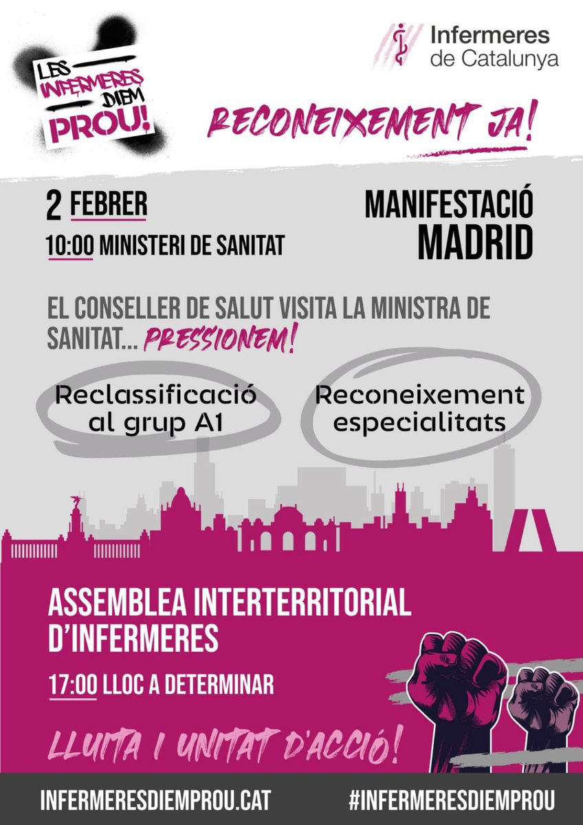 Ja es va dir, això serà molt gran. 
Som-hi companyes que ens escoltin arreu d’Espanya 

Ya se dijo, esto va a ser muy grande.
Vamos compañeras que nos escuchen por toda España
#infermeresdiemprou