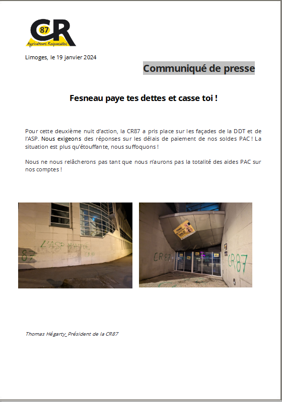CR_HauteVienne's tweet photo. ⚠️ Nous ne nous relâcherons pas tant que nous n’aurons pas la totalité des aides PAC sur nos comptes ! https://t.co/SjnuDBRI27