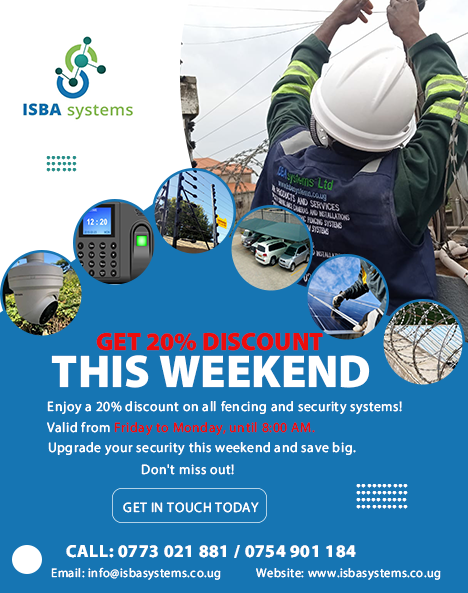 isbasystemsug's tweet photo. π Weekend Special Offer π
Enjoy a 20% discount on all fencing and security systems!
Valid from Friday to Monday, until 8:00 AM.
Upgrade your security this weekend and save big.
Dial: 0773 021 881 / 0754 901 184,Don't miss out!
#WeekendSecurityOffer #ISBASystemsUg https://t.co/TENZyP65Fv