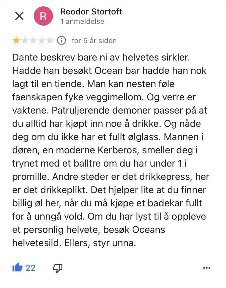 ungesnik's tweet photo. God can’t send me to hell i’ve already been to ocean bar https://t.co/3gSpJeBCxQ