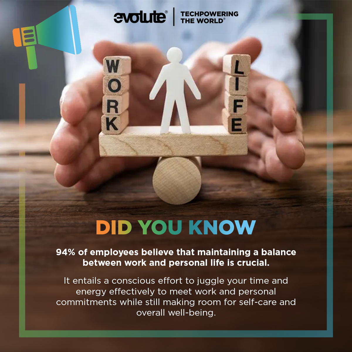 EvoluteGroup's tweet photo. Balancing work and personal life is key! 94% of employees agree. Juggle commitments, prioritize self-care, and thrive in both worlds.
.
.
Visit us at: https://t.co/oCxs2qJt32
.
. https://t.co/72Rq3esgWq