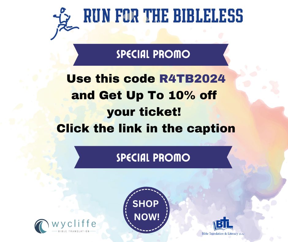 WycliffeSA's tweet photo. Join us on this Kingdom cause as we raise funds for those who have no access to the Bible. Register to run or walk any distance of your choice. https://t.co/XGngjz0Nmh

#WycliffeSA #Wycliffe #Bibletranslation #RunForTheBibleless2024 #Earlybirdtickets #Fittoflorish https://t.co/4upizJ6IsF