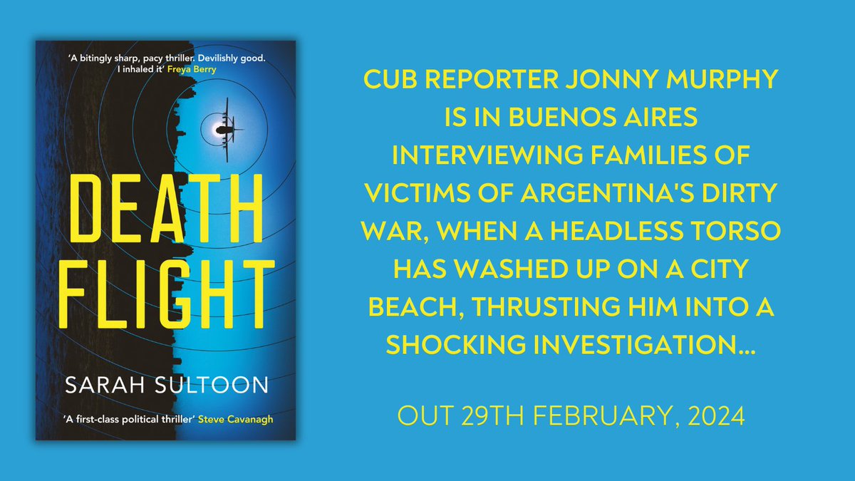 Buckle your seatbelts, landing on #February 29th is #DeathFlight by @SultoonSarah! A headless torso has washed up on a city beach, thrusting Cub reporter Jonny Murphy into a shocking investigation… ✈️ bit.ly/3S8z2bg #PoliticalThriller #Argentina #JonnyMurphyFiles