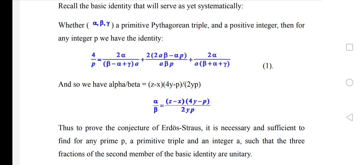 ibrahimaeygue's tweet photo. @lmthang @GoogleDeepMind Hello

How do you do ?

Thanks and congratulations for your wonderful article "Solving olympiad geometry without humain démonstrations".

Twelve years ago in 2012 i showed thé link between Erdos straus conjecture https://t.co/RD7e50v1c8