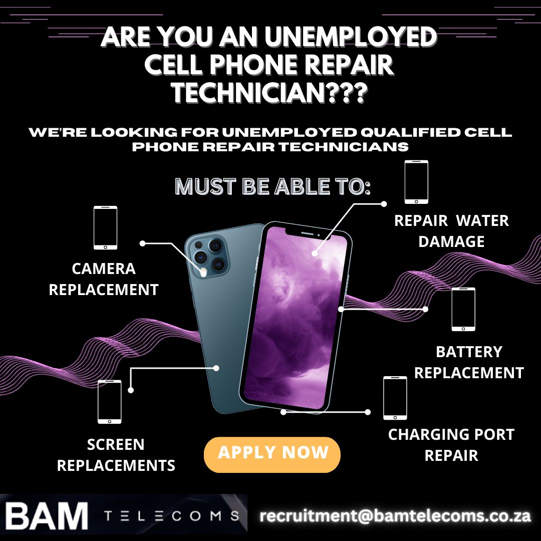 Azola_B's tweet photo. JOB OPPORTUNITY!!!! Please RT and Pass if you know someone who may be interested @BamTelecoms #electronics #Bamtelecoms #proudlysa #jobs #repairs https://t.co/bmS7EDGk8r