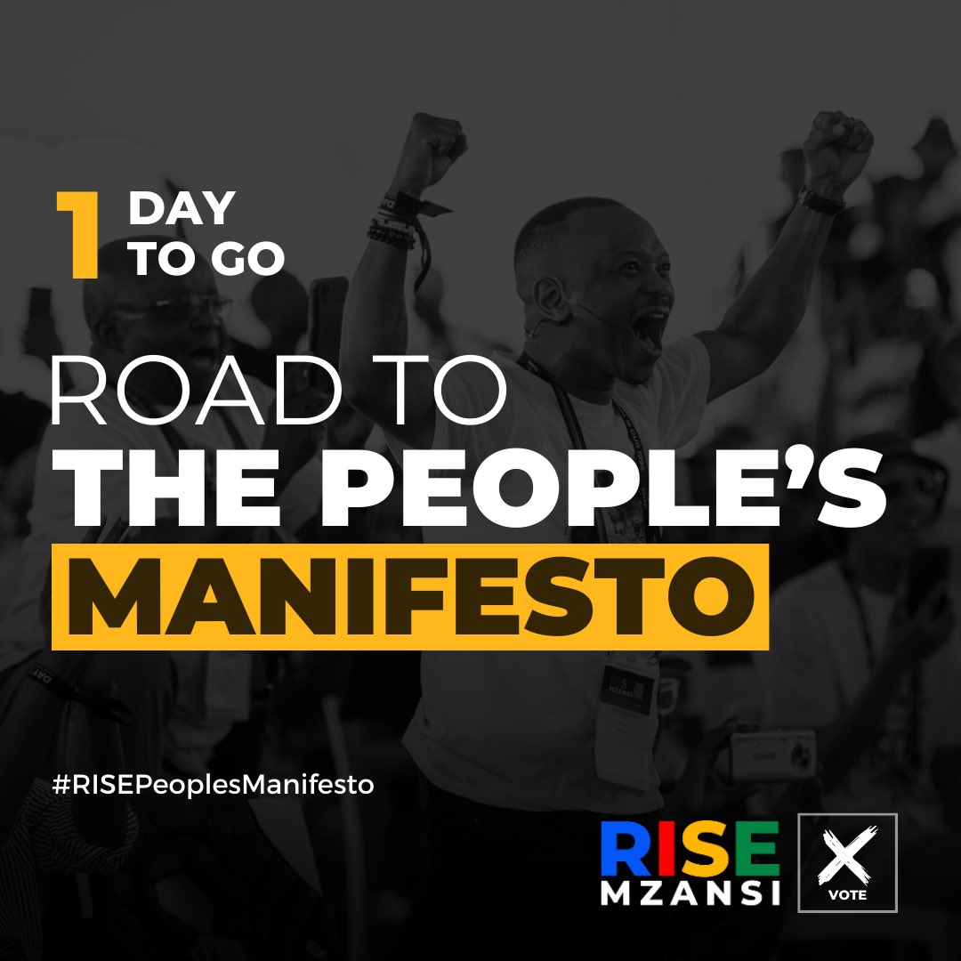 Rise_Mzansi's tweet photo. We are officially launching the Peoples Manifesto at the Heartfelt Arena in Pretoria in just a day.
 
The RISE Mzansi People's Manifesto is a co-created document for the people and with the people. 
 
We are building the South Africa we deserve!
 
Watch the RISE Peoples Manifesto launch live
Youtube: https://t.co/GJCGfkolzZ
Facebook: https://t.co/VxekqgCxFk 
 
#2024IsOur1994
#RISEPeoplesManifesto
#ForThePeopleByThePeople