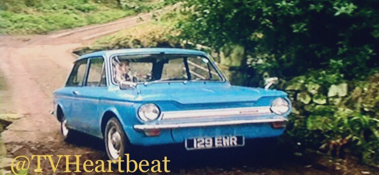 TvHeartbeat's tweet photo. For #FrontEndFriday; Jackie’s #HillmanImp from the front and later on when it was sprayed gold and used as a CID car. Both fake plates so hard to trace. #HeartbeatTrivia 🩵 https://t.co/M0Q6GXOWkq