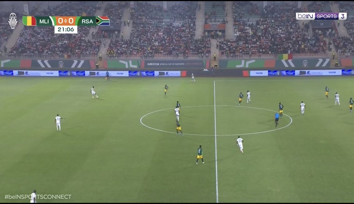 #TeamTunisia 🇹🇳

I was able to watch Mali’s game vs South Africa one more time and here’s some thoughts.

Against South Africa, Mali adapted a 4-4-2 diamond , Haidara was more like a holding midfielder while Bissouma and Dieng were getting higher on the field, exploiting more