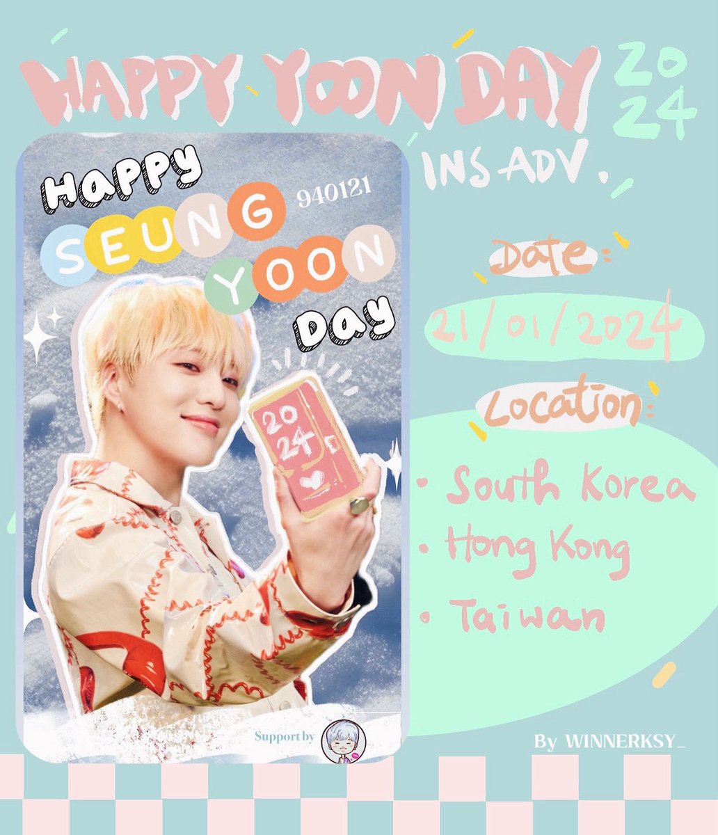 📱 𝐇𝐚𝐩𝐩𝐲 𝐘𝐨𝐨𝐧 𝐃𝐚𝐲 𝟐𝟎𝟐𝟒 𝐈𝐧𝐬 𝐀𝐝𝐯📱
📍S.KOREA/ HONG KONG/ TAIWAN
📆2024.01.21
🐥Please feel free to tag <a href="/official_yoon_/">official_yoon_</a> &amp; <a href="/winnerksy__/">winnerksy_</a> if u see them 💙
.
#강승윤 #KANGSEUNGYOON #YOON #YG #위너